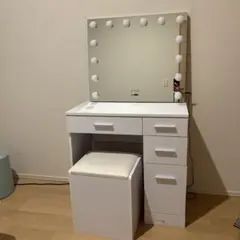 ホワイト LEDミラー付きドレッサー