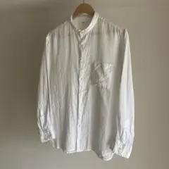 UNIQLO ユニクロ　バンドカラー　リネン　シャツ　ホワイト　サイズM