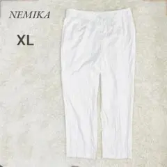 【ネミカ】NEMIKA ホワイト ストライプ スラックス XL 大きいサイズ