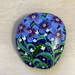 石ころアート　絵画　アクリル画　花束の絵