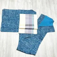 【G78】着物 小紋 袷 緑系の青 単品販売 初心者・着付練習やアレンジに