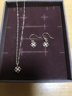K10 オパール✖️ダイヤ フラワーネックレスu0026ピアスセット