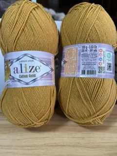 週末お値下げ（約15％引き）❣️alize コットンゴールド マスタード 2個
