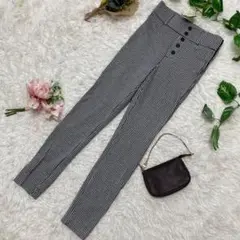 美品 ZARA ザラ レギンス チェック ストレッチ ヨガパンツ ジップ XS