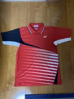 YONEX 赤 ストライプ ポロシャツ M