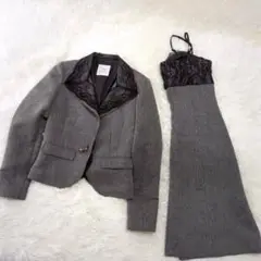 G.F ワンピーススーツセットアップ(M/L)レース フォーマル テーラード▼