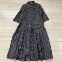 7.8 藍工房 NunoKobo ロングワンピース ブラウン L