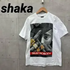 shaka シャカ ラップＴシャツ TRUST NOBODY プリント 白