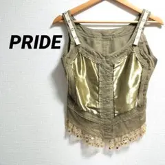 PRIDE レディース　ノースリーブ　ゴールド