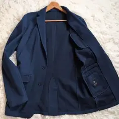 【近年 ストレッチ】ナノユニバース テーラードジャケット アンコン ネイビー L