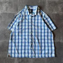 2006年製 OLD GAP 開襟シャツ 青 XXL A498 タータンチェック