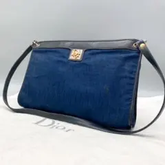 ✨美品✨Dior ショルダーバッグ トロッター ロゴ金具 ナイロン レザー 紺