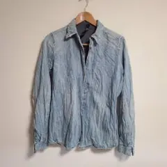 メンズ　wjk ダブルジェーケー　シャツ　レギュラーカラー　シワ加工　白　L wjk ダブルジェイケイ シワ加工 コットン リネン フック 長袖