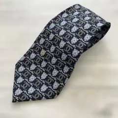 美品 CHANEL シャネル ココマーク 花柄　ネクタイ ネイビー 紺