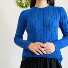 定番人気♡ラルフローレン コットンケーブルニットセーター ロイヤルブルー