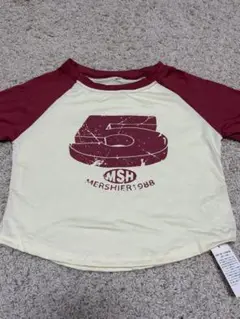 Mサイズ プリントロゴ 長袖Tシャツ クリーム/バーガンディ