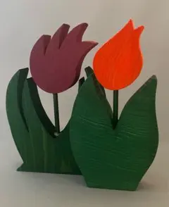 フィンランド 木製チューリップ二体