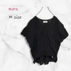 r.p.s ブラウス レース フレンチスリーブ (M) ブラック コットン