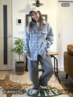 ニコアンド　レトロチェックCPOシャツ