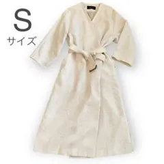 ナノユニバース ノーカラーコート 麻混 リネン混 ベージュ Sサイズ36