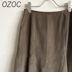 OZOC ひざ丈スカート フレア スウェード調 イレギュラーヘム 裏地付き