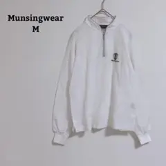 マンシングウェア　カットソー　ゴルフ　ハーフジップ　ロゴ刺繡　袖メッシュ　Ｍ