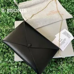 イルビゾンテ☆新品☆IL BISONTE レザーショルダーバッグ/黒 箱付き