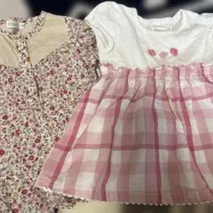 女の子　花柄　チェック　2点　トップス