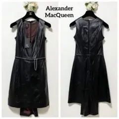 タグ付き新品 Alexander MacQueen ラムレザーデザインワンピース