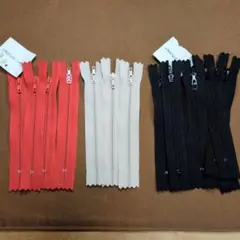 プラスチックファスナー 赤 ベージュ 黒　まとめて15本　 長さ11.5cm