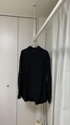 ブラック 長袖ボタンシャツ