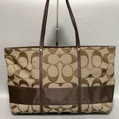 【美品】COACH/トートバッグ/大容量/シグネチャーキャンバス