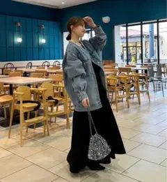 Thevonノーカラーフリンジデニムジャケット　チャオパニックティピー