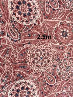 昭和レトロ生地　アジアンペイズリー柄赤ブルービンテージ生地2.5mハギレ