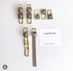 最終値下　インスタ人気　laughter ロングアシメピアス　メタルチェーン