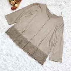 ★新品タグ付き★アリスバーリー ブラウス カットソー【L】スカラップ レース