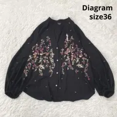 美品✨【Diagram】グレースコンチネンタル フラワーヤーンブラウス 黒 36