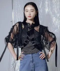 ezick Many belt シャーリングシアーブルゾン ブラック系