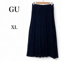 【ジーユー】 ロングスカート フレア 薄手 ウエストゴム 裏地あり XL
