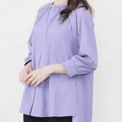 新品　AMACA タックネックレースカットソー　パープル