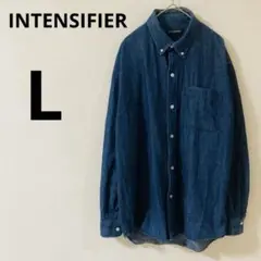 INTENSIFIER 長袖デニムシャツ　【L】　ボタンダウン　チュニック　綿混