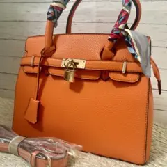 新品未使用✨バッグ ハンド ショルダー レザー シボ カデナ スカーフ2way
