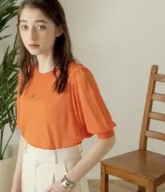 ANGIEリネンタッチ　ボリュームスリーブニット　tシャツ　カットソー