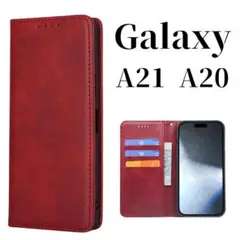 Galaxy A21 A20 手帳型 スリム ギャラクシー ケース レッド