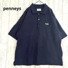 ペニーズ PENNEYS ポロシャツ【L】ワンポイント ネイビー 刺繍