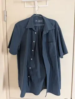 デニム風ダークブルー半袖シャツ XL