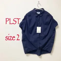 PLST プラステ　半袖ブラウス　ネイビー　新品未使用　美品