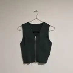 即購入OK GRL ダブルジップノースリーブリブニットトップス[an1505]