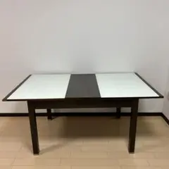 モダン ダイニングテーブル ホワイト ダークブラウン　伸縮性