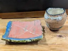 横山知加子さん　阿部誠さん　4点セット　ハンドメイド陶器　別売不可　茨城県笠間市 横山知加子さん 阿部誠さん 4点セット ハンドメイド陶器 別売